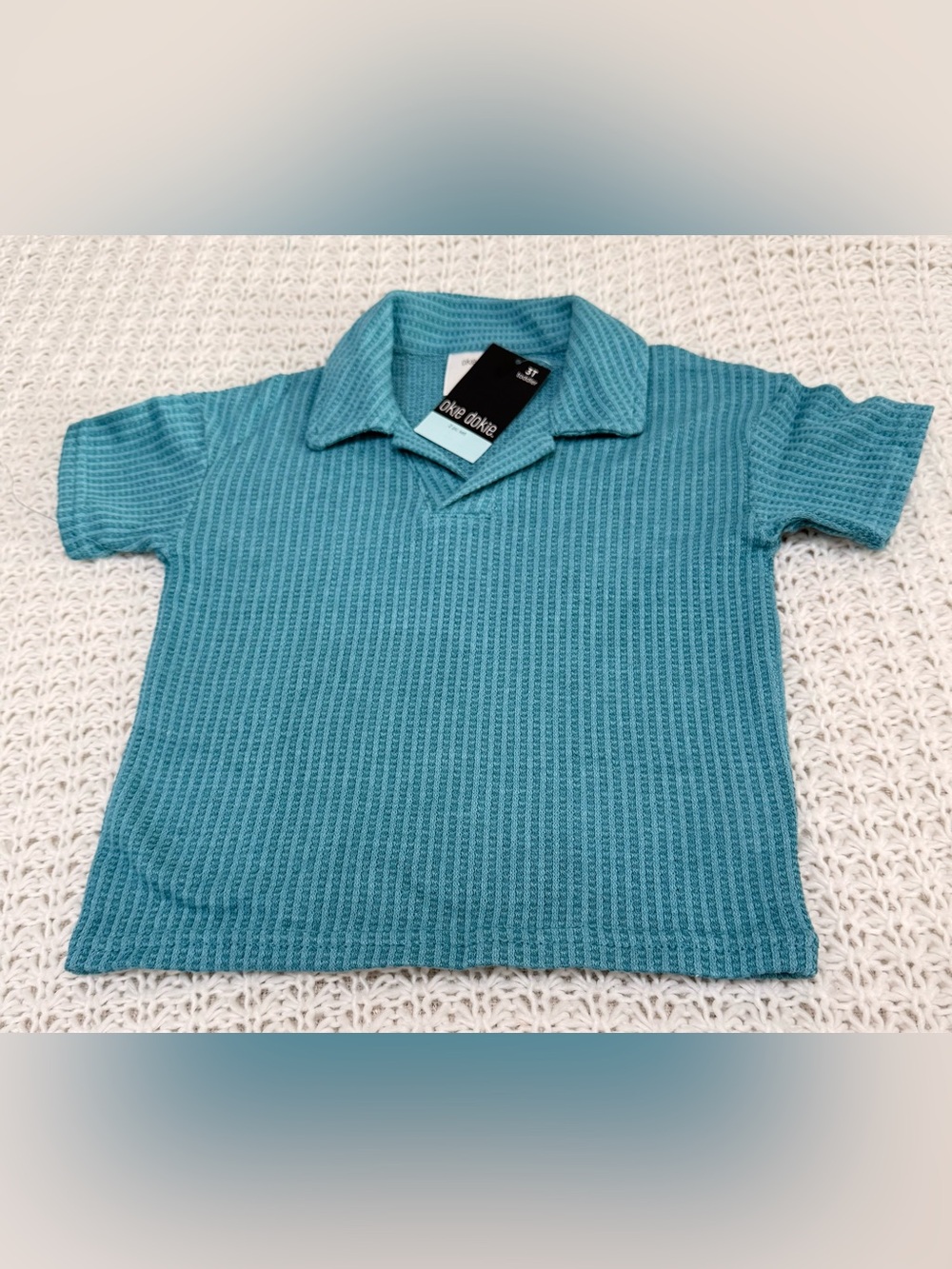 Okie dokie two-piece set, Johnny collar short-sleeve shirt and matching shorts 3